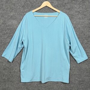 Chico's Size 4 US XXL The Ultimate Tee Coral Blue Cotton Blend Touch of Cool